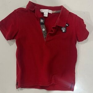 Red Burberry Kids Polo Shirt